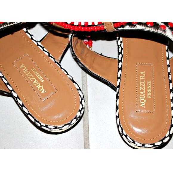 AQUAZZURA Voo Doo Beaded Ankle Strap Flat Sandals sz US 6.5 / IT 36 1/2 $1250 - Picture 6 of 16